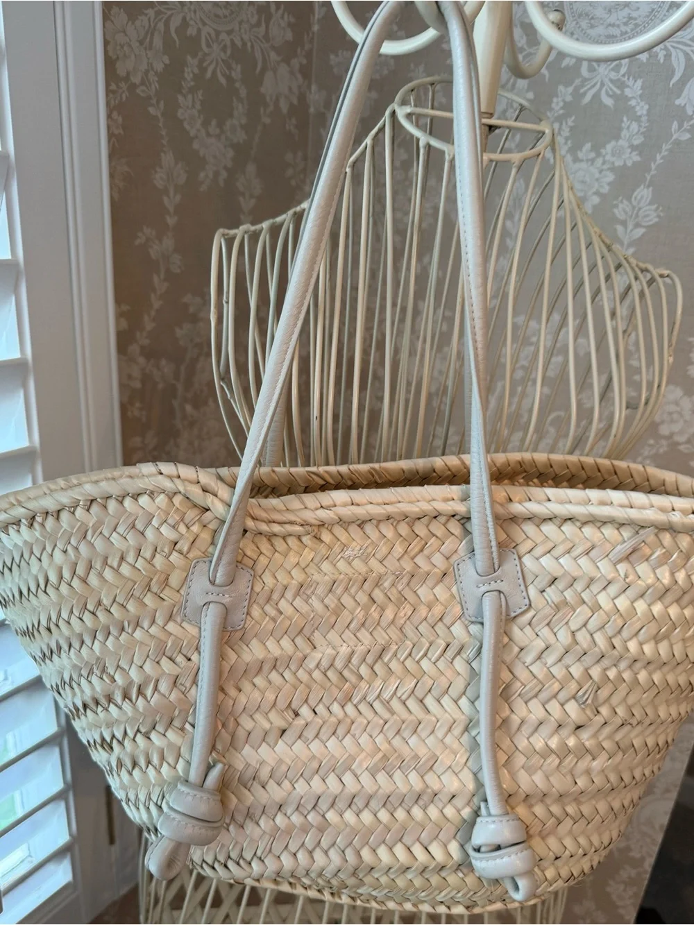 Mango Woven Straw Tote Bag with Neutral Handles - Picture 9 of 11